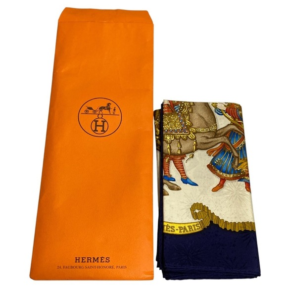 HERMES Blue Silk Scarf